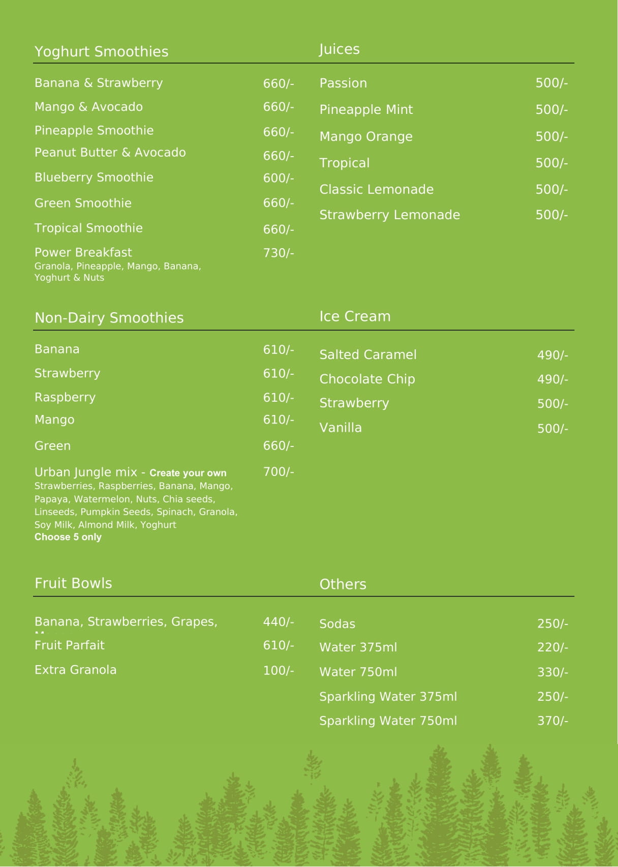 second page of menu